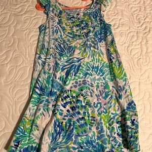 Lilly Pulitzer Girls Floral Swing Dress in Blue, Green, Teal
